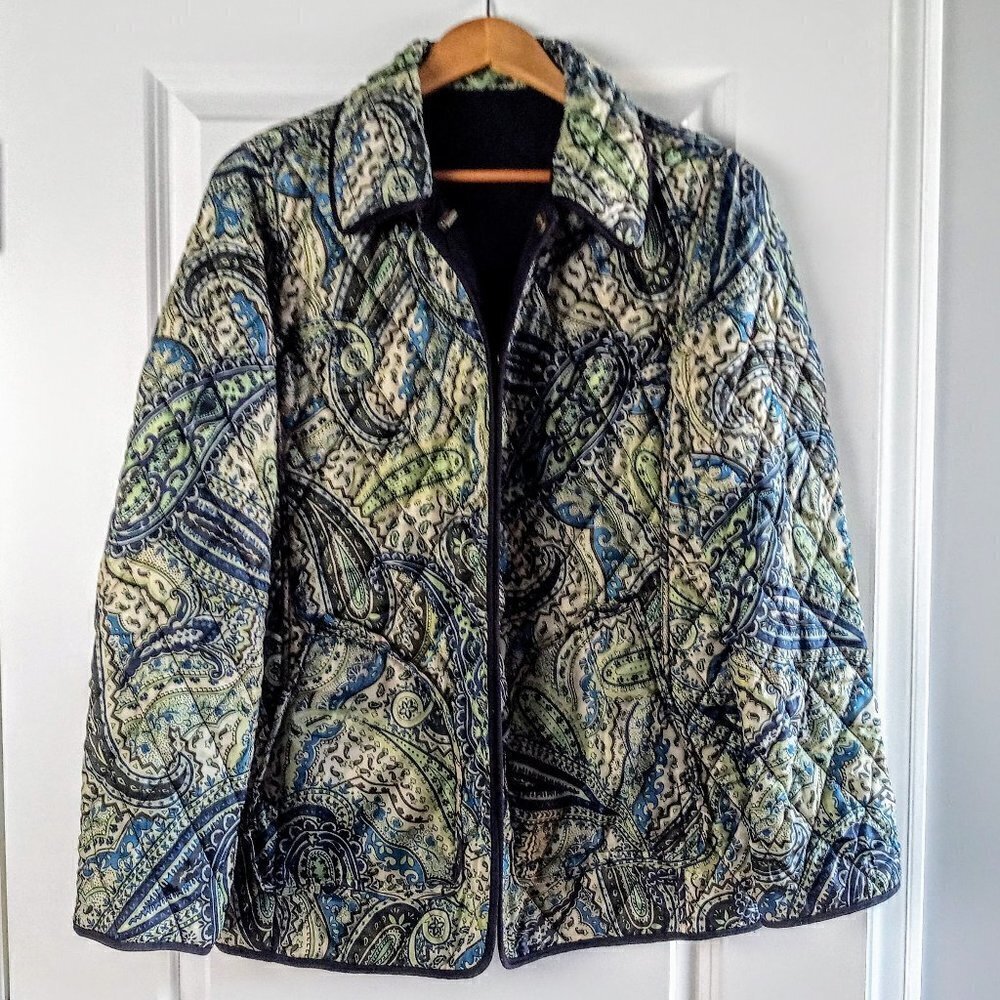 Blassport Blue Paisley Quilted Reversible Jacket